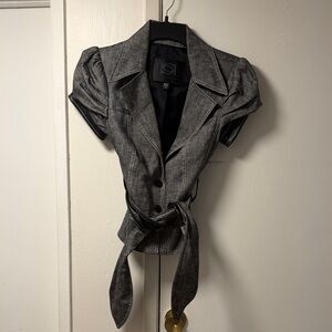 bebe Gray Puff Sleeve Blazer and skirt set